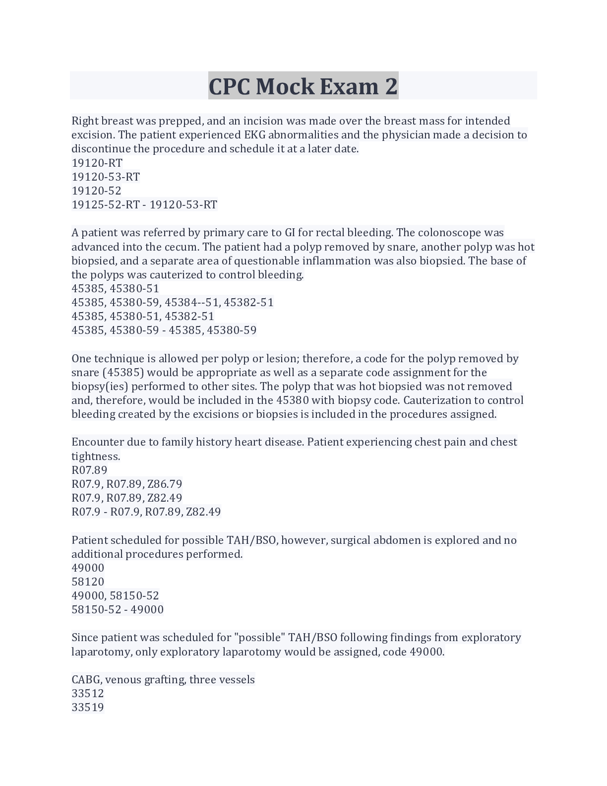 Preview image for CPC Mock Exam 2 Questions And Answers